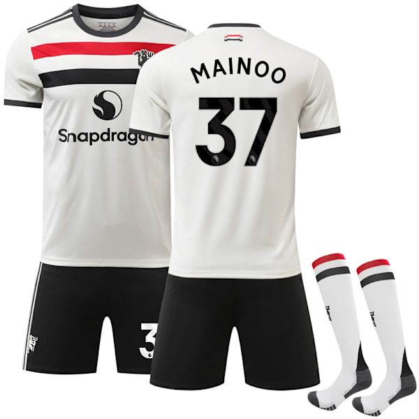 Manchester United Borta Fotbollströja Barn 2024-2025 Kit Nr. 37 Mainoo 26