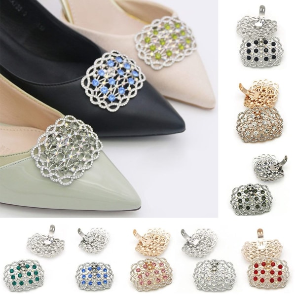 Rhinestone Shoe Clip Shiny Dekorative Clip GRÅ Grey