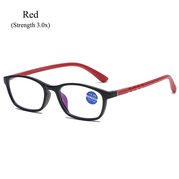 Anti-blått ljus Läsglasögon Ögonskyddsläsare RÖD Red Strength 3.0x-Strength 3.0x