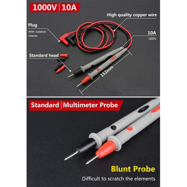 2 stk Multimeter testledninger Bananstik Multimeter Tester Probe