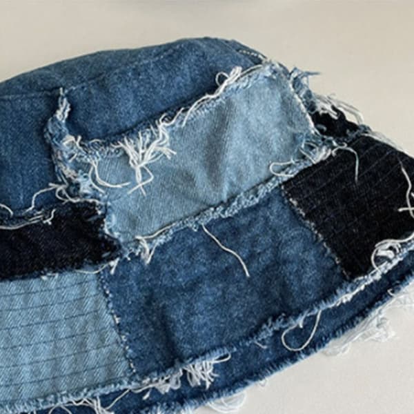 Denim Patchwork Hat Bucket Hat Fisherman Cap
