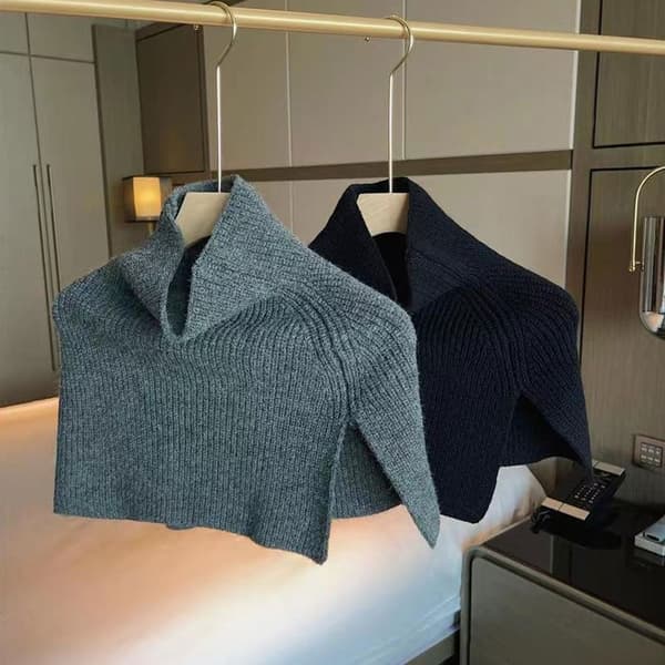 Strikket halstørklæde Wrap sjal GRÅ grey