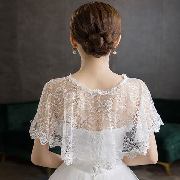 Bride Shawl Evening Prom Cape SVART black