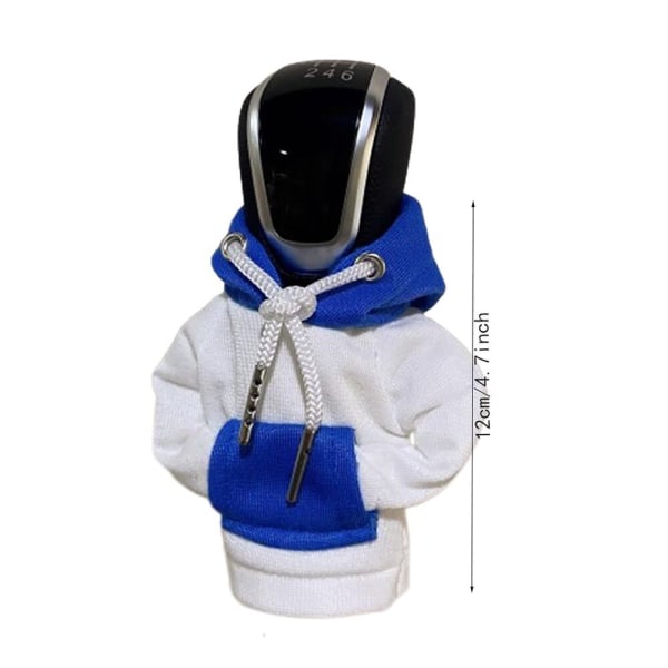Hettegenser Bil Gear Shift Cover Knop Hettegenser Sweatshirt HVIT&BLÅ WHITE&BLUE