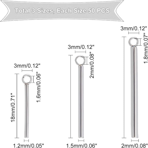 Blank Bar Charms Rustfrit stål Lang Bar Lang Bar Shape Charms