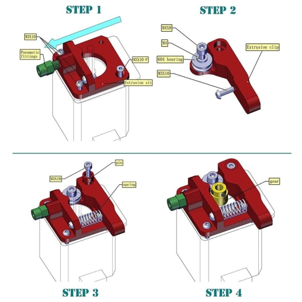 3D Ekstruder MK8 Ekstruder Drive Feed Kit B B B