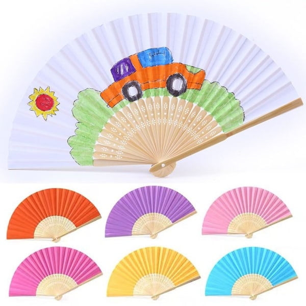 2kpl Lasten Summer Fan Blank Paper Fan MUSTA Black