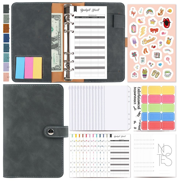 Savings Challenge Binder Planner Notesbog MØRKEGRÅ dark grey