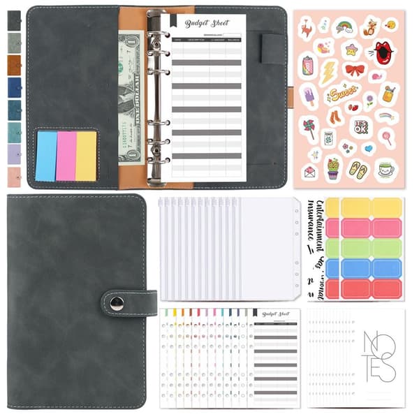 Spareutfordring Binder Planner Notebook MØRKEGRÅ dark grey