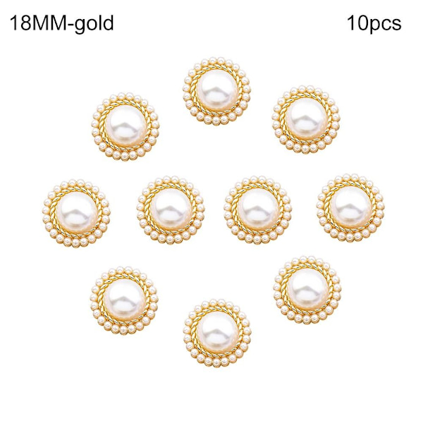 10st Pearl Clothing Knappar Skjorta Knappar GULD 18MM10ST 10ST gold 18MM10pcs-10pcs