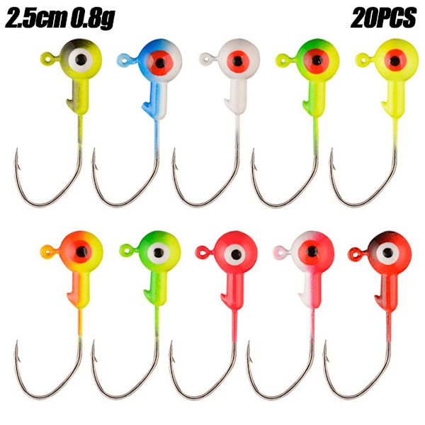20 kpl pyöreä lyijypää koukku jigging syötti 2,5 cm 0,8 GMIX COLOR MIX 2.5cm 0.8gMix color
