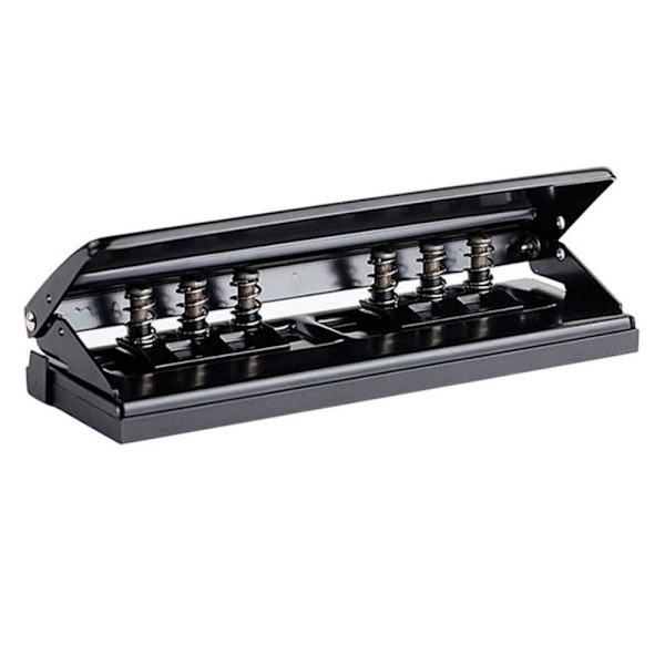 Loose Leaf Puncher 6 Hul Punch SORT Black