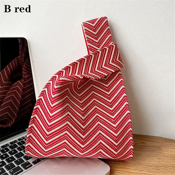 Stickad handväska Knot handledsväska RÖD B B red B-B