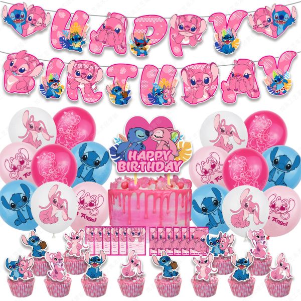 Pink Stitch børne fødselsdagsfest dekoration balloner sæt set 2