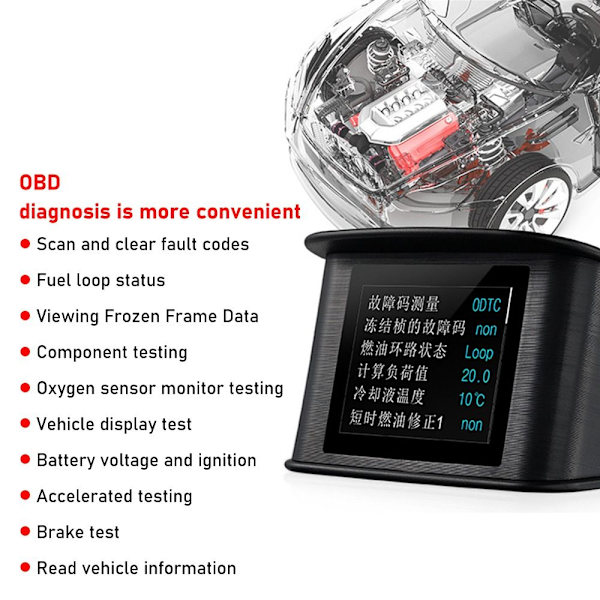 Bil Head Up Display Digital Speedometer Bil HUD Black
