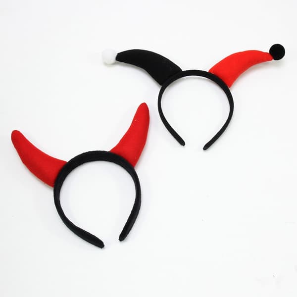 Red Devil Horn Pannband tecknat hårband 2 2 2