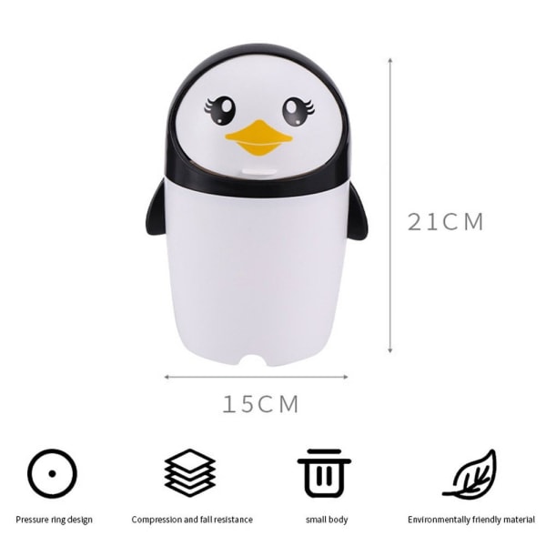 Desktop skraldespand Penguin skraldespand SORT Black