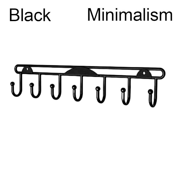 Vægmonteret stativ 7-krog Organizer SORT MINIMALISME MINIMALISME Black Minimalism-Minimalism