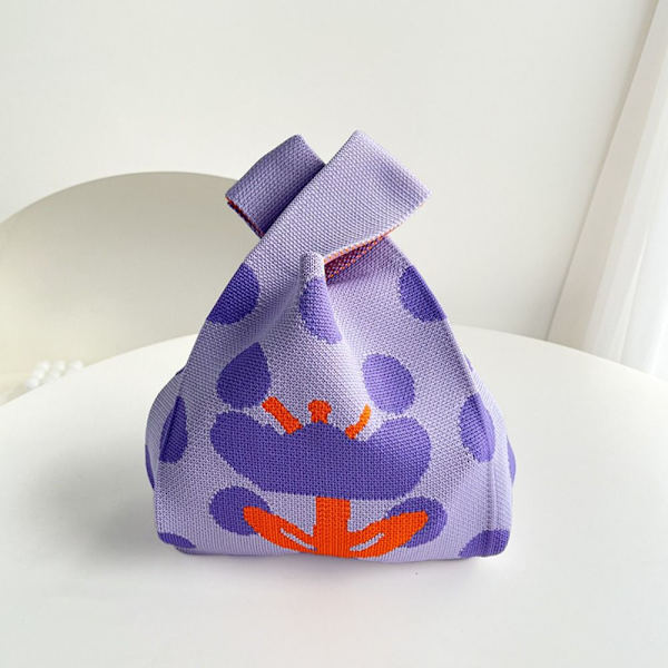 Stickad handväska Knot handledsväska LILA purple