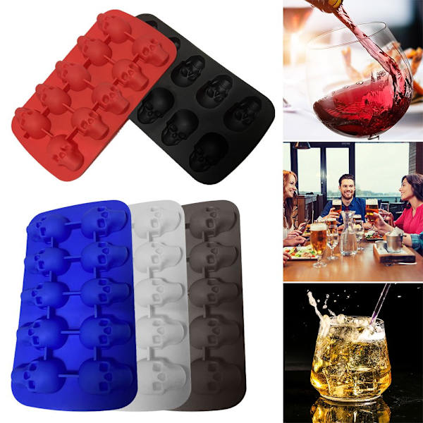 Halloween 10 Grid Skull Ice Tray Form Form blå