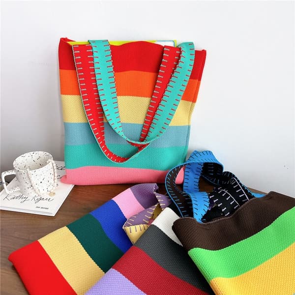 Knit Handbag Kangaskassi SININEN blue