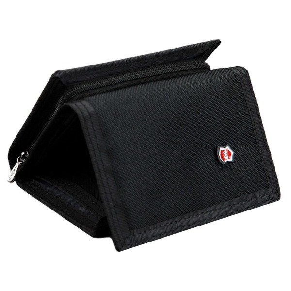 Canvas-lompakko Tri-Fold kolikkokukkaro MUSTA black
