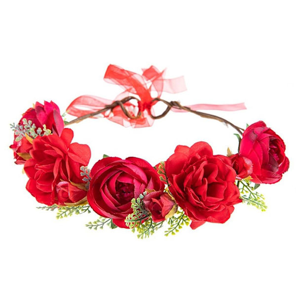 Flower Pannband Bohemian Flowers Wreath RÖD Red