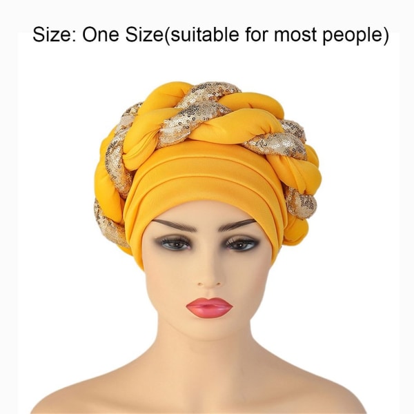 Turban Cap Paljett Fläta Hatt MARINBLÅ Navy Blue