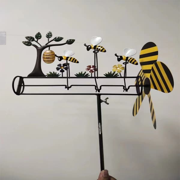 Metal Bee Windmill Three Little Bee Windmills Hagedekorasjon
