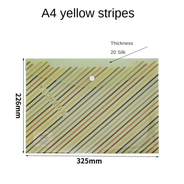 3stk A4 Filpose Cartoon a4 Mappe GUL STRIPE STRIPE Yellow Stripe-Stripe