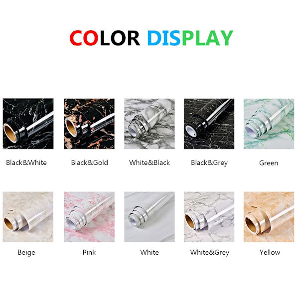 Marble Wallpaper Desktop Sticker Möbelrenovering White&Black 40cm x 3m