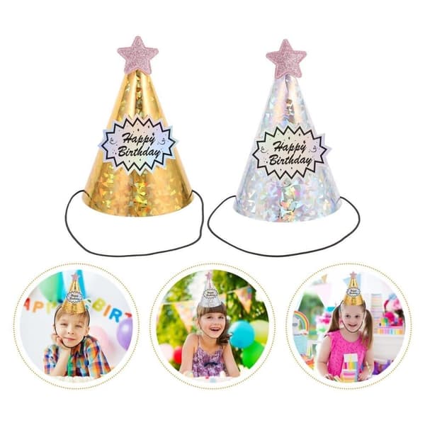 5 Stk Kjeglehatter Papirhatter SØLV Silver