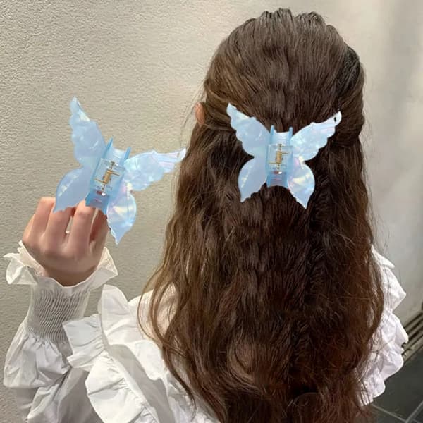 Butterfly Hårklemmer Hår Griper BLÅ Blue