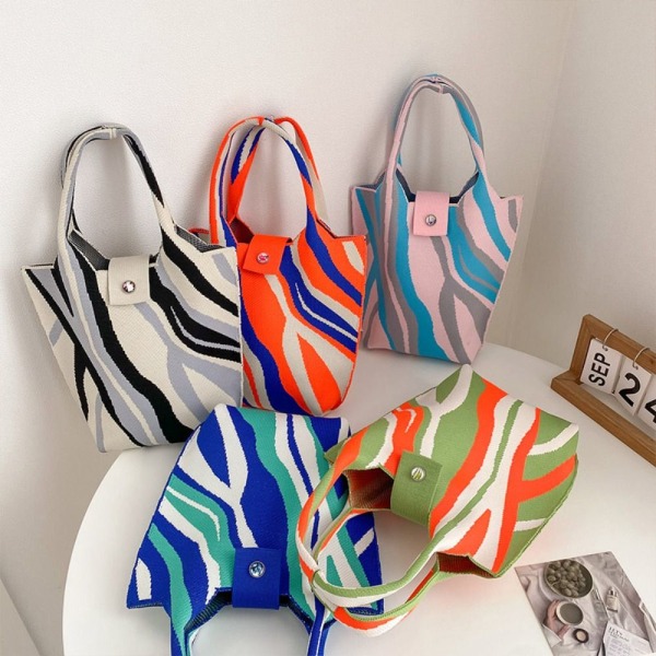 Strikk håndveske Tote Bag HVIT white