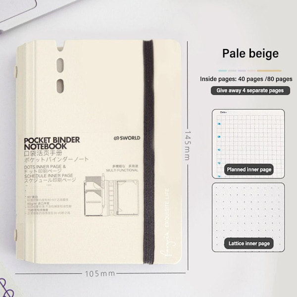 Lösblad Anteckningsbok Ringpärm Anteckningsblock BEIGE Beige