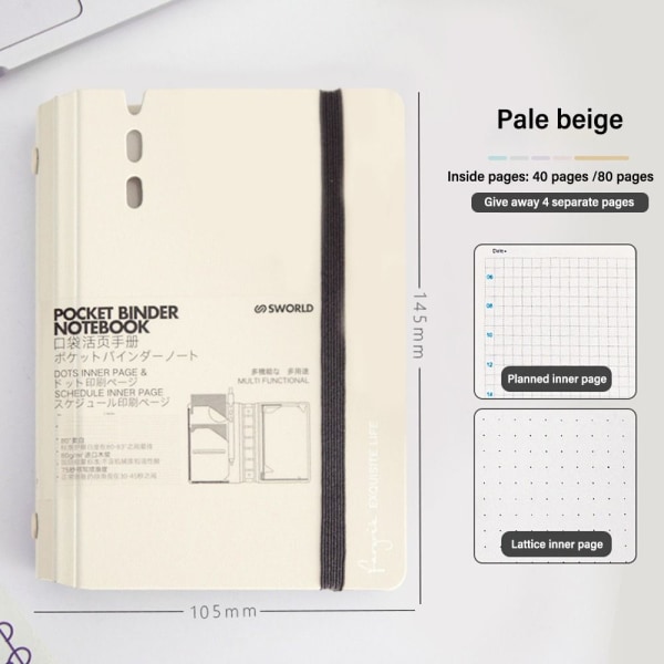 Løsblad Notatbok Ringperm Notisblokk BEIGE Beige