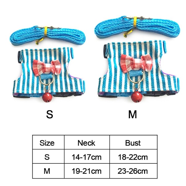 Stribet kæledyrsbryststrop Bowtie-selevest SORT S S Black S-S