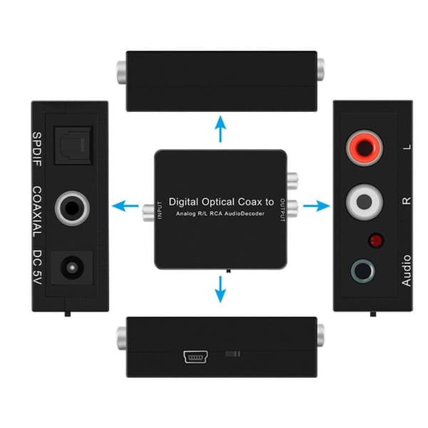 Optisk SPDIF Toslink koaksial digital til analog analog omformer