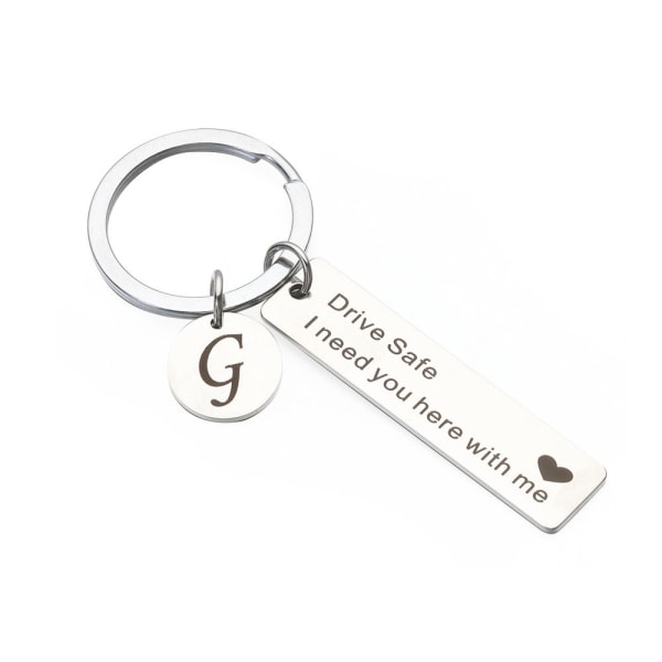 Drive Safe Keychain A-Z 26 Initialer Bokstäver Nyckelring G G