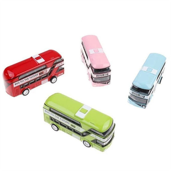 Double Decker Bus Legetøj Model Pull Back Legetøj BLÅ Blue