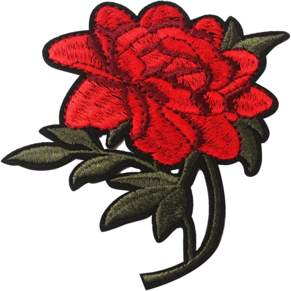 8 stykker rød rose blomster patches Tøj strygebroderet