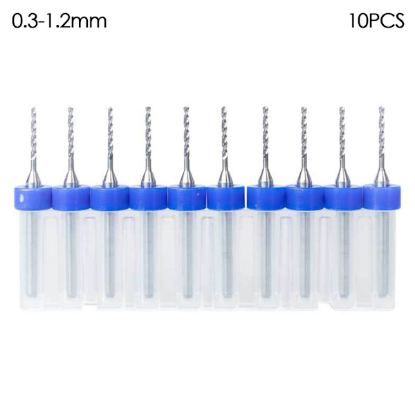 10stk Solid Tungsten Carbide Drill Bits 0,3-1,2MM 0.3-1.2mm