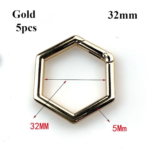 5stk Fjær Hexagon-Ring Spenner Karabin SORT 25MM Black 25mm