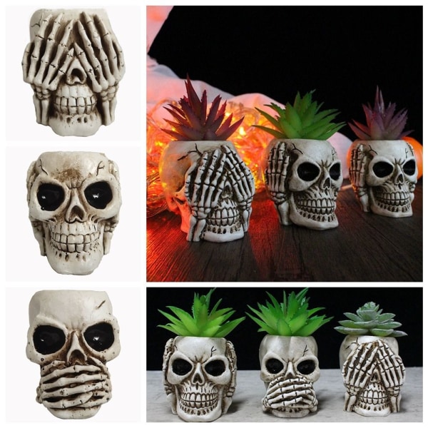 Halloween Skull Blomsterpotter Skjeletthode Blomsterpotte IKKE SNAK donot speak