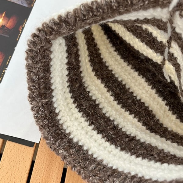 Japanese Beanie Hat Ins Little Devil Striped Hat GRÅ&HVIT grey&white