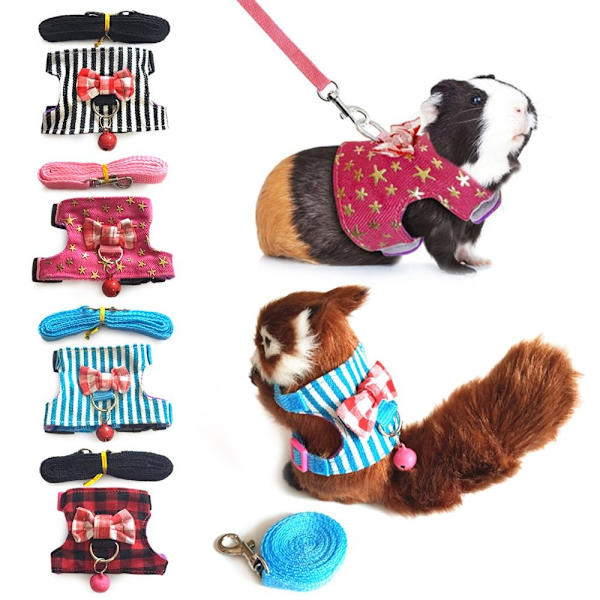 Stripe Kjæledyr Bryststropp Bowtie Selevest RØD M M Red M-M