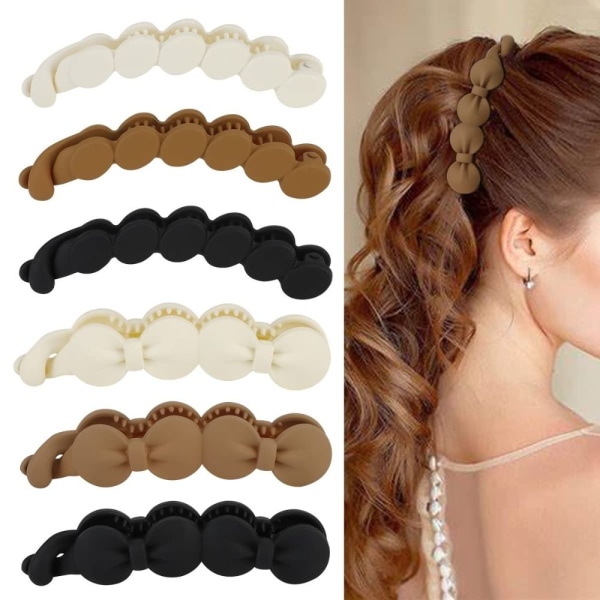 Sløjfe Ovale Bananclips Matte Hårspænder BRUN STYLE 1 STYLE 1 Brown Style 1-Style 1