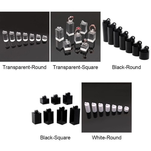 Smykker Utstillingsstativ Ringstativ TRANSPARANT FIRKANT Transparent Square-Square