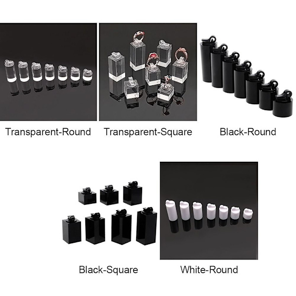 Smykkevisningsstativ Ringstativ SVART FIRKANT Black Square-Square