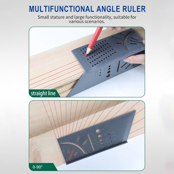 Kulmaviivaimen kiinteä mittatyökalu HARMAA KYNÄ KYNÄLLÄ Grey With Pen-With Pen
